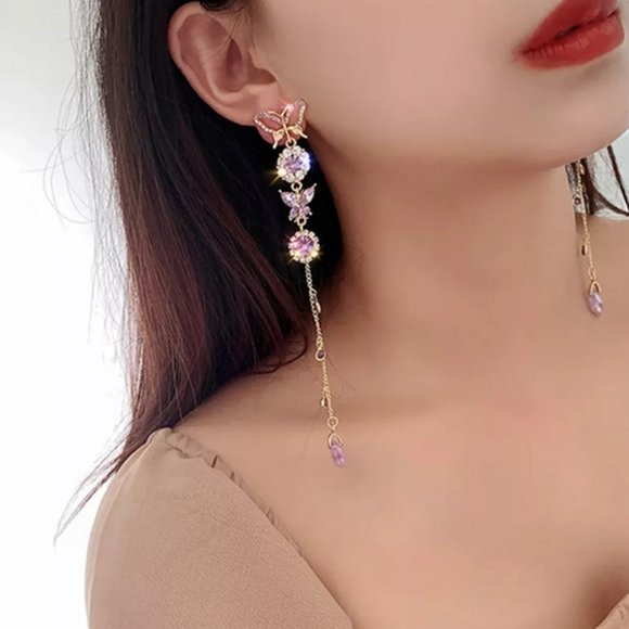 Jewelry - 🎀Sparkling Rhinestone Butterfly Tassel Earrings